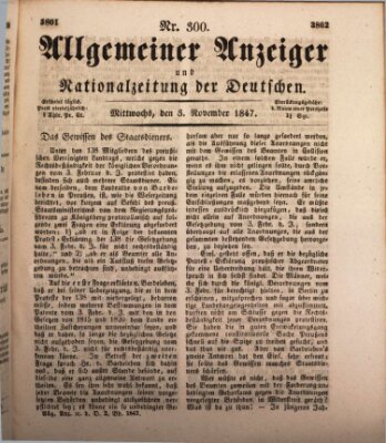 Allgemeiner Anzeiger und Nationalzeitung der Deutschen (Allgemeiner Anzeiger der Deutschen) Mittwoch 3. November 1847