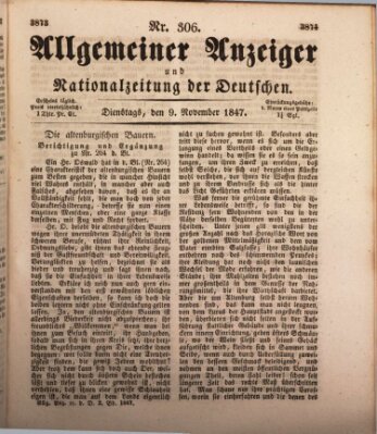 Allgemeiner Anzeiger und Nationalzeitung der Deutschen (Allgemeiner Anzeiger der Deutschen) Dienstag 9. November 1847