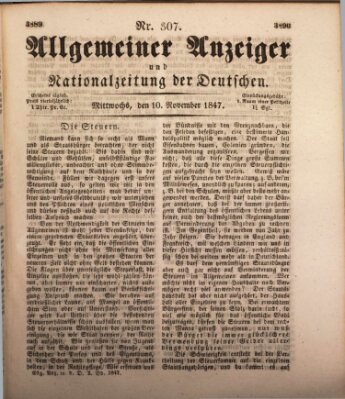 Allgemeiner Anzeiger und Nationalzeitung der Deutschen (Allgemeiner Anzeiger der Deutschen) Mittwoch 10. November 1847