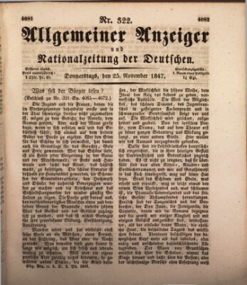 Allgemeiner Anzeiger und Nationalzeitung der Deutschen (Allgemeiner Anzeiger der Deutschen) Donnerstag 25. November 1847