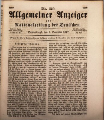 Allgemeiner Anzeiger und Nationalzeitung der Deutschen (Allgemeiner Anzeiger der Deutschen) Donnerstag 2. Dezember 1847