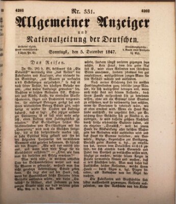 Allgemeiner Anzeiger und Nationalzeitung der Deutschen (Allgemeiner Anzeiger der Deutschen) Sonntag 5. Dezember 1847