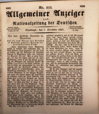 Allgemeiner Anzeiger und Nationalzeitung der Deutschen (Allgemeiner Anzeiger der Deutschen) Dienstag 7. Dezember 1847