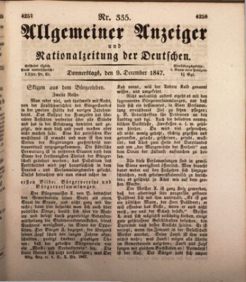 Allgemeiner Anzeiger und Nationalzeitung der Deutschen (Allgemeiner Anzeiger der Deutschen) Donnerstag 9. Dezember 1847