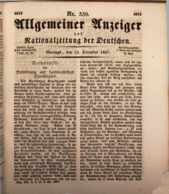 Allgemeiner Anzeiger und Nationalzeitung der Deutschen (Allgemeiner Anzeiger der Deutschen) Montag 13. Dezember 1847