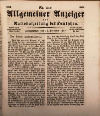 Allgemeiner Anzeiger und Nationalzeitung der Deutschen (Allgemeiner Anzeiger der Deutschen) Donnerstag 16. Dezember 1847