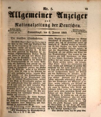 Allgemeiner Anzeiger und Nationalzeitung der Deutschen (Allgemeiner Anzeiger der Deutschen) Donnerstag 6. Januar 1848