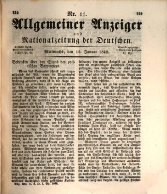 Allgemeiner Anzeiger und Nationalzeitung der Deutschen (Allgemeiner Anzeiger der Deutschen) Mittwoch 12. Januar 1848