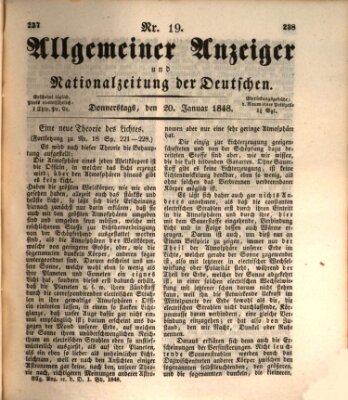 Allgemeiner Anzeiger und Nationalzeitung der Deutschen (Allgemeiner Anzeiger der Deutschen) Donnerstag 20. Januar 1848