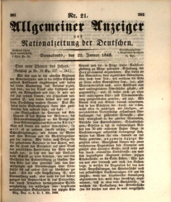 Allgemeiner Anzeiger und Nationalzeitung der Deutschen (Allgemeiner Anzeiger der Deutschen) Samstag 22. Januar 1848