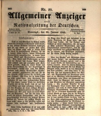 Allgemeiner Anzeiger und Nationalzeitung der Deutschen (Allgemeiner Anzeiger der Deutschen) Sonntag 30. Januar 1848