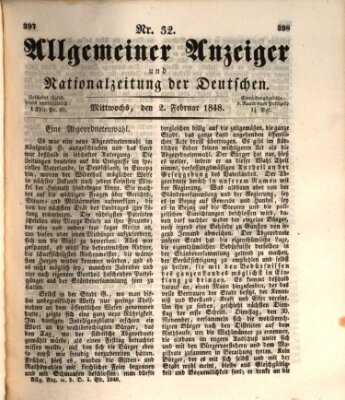 Allgemeiner Anzeiger und Nationalzeitung der Deutschen (Allgemeiner Anzeiger der Deutschen) Mittwoch 2. Februar 1848