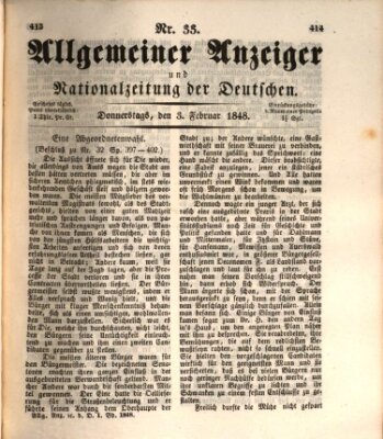 Allgemeiner Anzeiger und Nationalzeitung der Deutschen (Allgemeiner Anzeiger der Deutschen) Donnerstag 3. Februar 1848