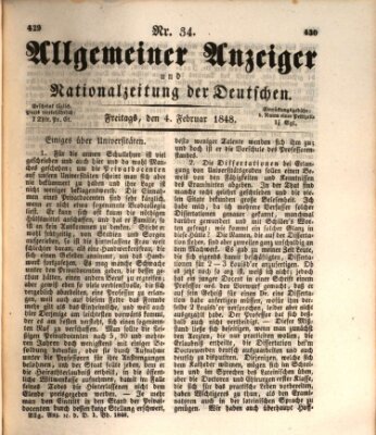 Allgemeiner Anzeiger und Nationalzeitung der Deutschen (Allgemeiner Anzeiger der Deutschen) Freitag 4. Februar 1848