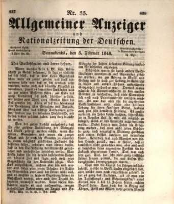 Allgemeiner Anzeiger und Nationalzeitung der Deutschen (Allgemeiner Anzeiger der Deutschen) Samstag 5. Februar 1848