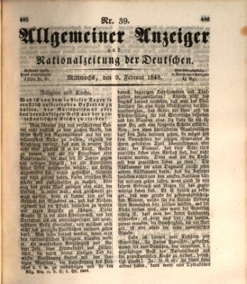 Allgemeiner Anzeiger und Nationalzeitung der Deutschen (Allgemeiner Anzeiger der Deutschen) Mittwoch 9. Februar 1848