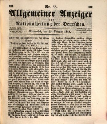 Allgemeiner Anzeiger und Nationalzeitung der Deutschen (Allgemeiner Anzeiger der Deutschen) Mittwoch 23. Februar 1848