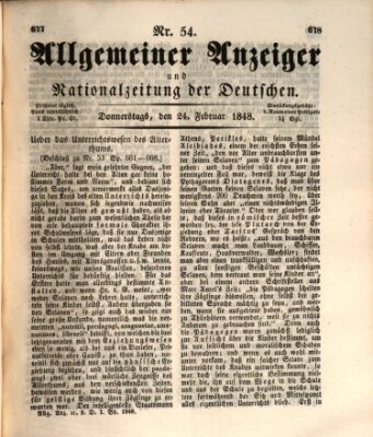 Allgemeiner Anzeiger und Nationalzeitung der Deutschen (Allgemeiner Anzeiger der Deutschen) Donnerstag 24. Februar 1848