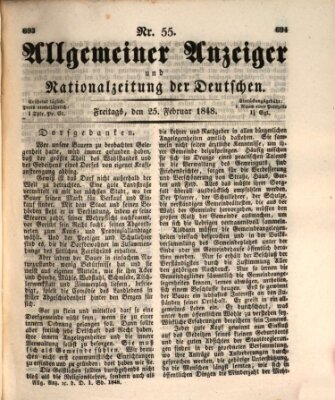 Allgemeiner Anzeiger und Nationalzeitung der Deutschen (Allgemeiner Anzeiger der Deutschen) Freitag 25. Februar 1848