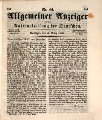 Allgemeiner Anzeiger und Nationalzeitung der Deutschen (Allgemeiner Anzeiger der Deutschen) Montag 6. März 1848