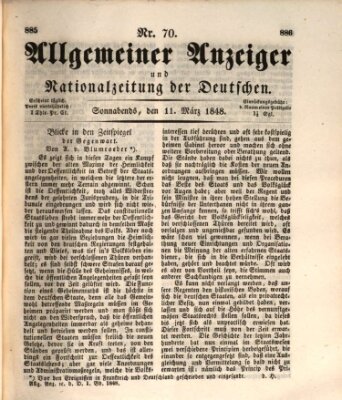 Allgemeiner Anzeiger und Nationalzeitung der Deutschen (Allgemeiner Anzeiger der Deutschen) Samstag 11. März 1848