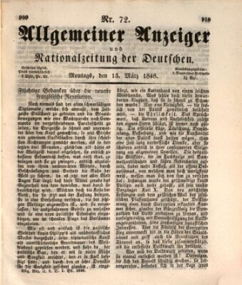 Allgemeiner Anzeiger und Nationalzeitung der Deutschen (Allgemeiner Anzeiger der Deutschen) Montag 13. März 1848