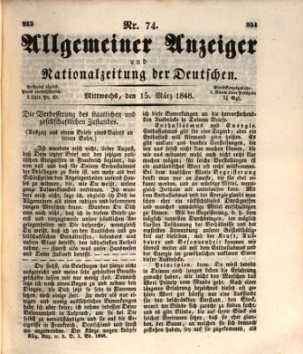 Allgemeiner Anzeiger und Nationalzeitung der Deutschen (Allgemeiner Anzeiger der Deutschen) Mittwoch 15. März 1848