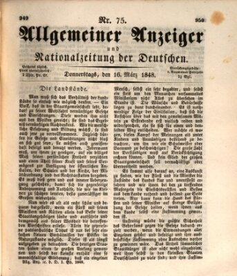 Allgemeiner Anzeiger und Nationalzeitung der Deutschen (Allgemeiner Anzeiger der Deutschen) Donnerstag 16. März 1848