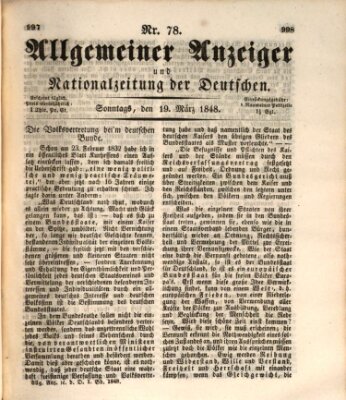 Allgemeiner Anzeiger und Nationalzeitung der Deutschen (Allgemeiner Anzeiger der Deutschen) Sonntag 19. März 1848