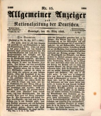 Allgemeiner Anzeiger und Nationalzeitung der Deutschen (Allgemeiner Anzeiger der Deutschen) Sonntag 26. März 1848