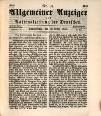 Allgemeiner Anzeiger und Nationalzeitung der Deutschen (Allgemeiner Anzeiger der Deutschen) Donnerstag 30. März 1848