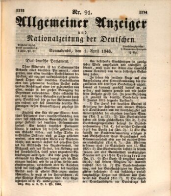 Allgemeiner Anzeiger und Nationalzeitung der Deutschen (Allgemeiner Anzeiger der Deutschen) Samstag 1. April 1848