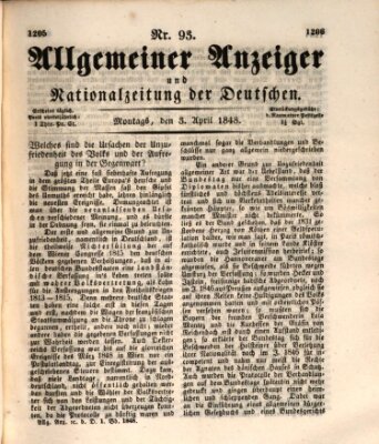 Allgemeiner Anzeiger und Nationalzeitung der Deutschen (Allgemeiner Anzeiger der Deutschen) Montag 3. April 1848