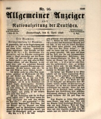 Allgemeiner Anzeiger und Nationalzeitung der Deutschen (Allgemeiner Anzeiger der Deutschen) Donnerstag 6. April 1848