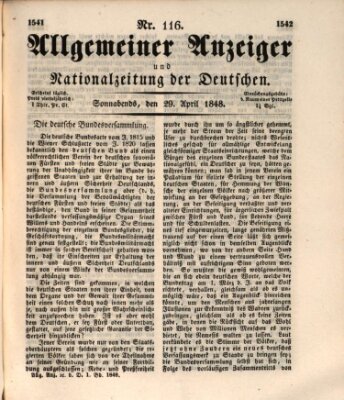 Allgemeiner Anzeiger und Nationalzeitung der Deutschen (Allgemeiner Anzeiger der Deutschen) Samstag 29. April 1848