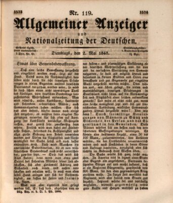 Allgemeiner Anzeiger und Nationalzeitung der Deutschen (Allgemeiner Anzeiger der Deutschen) Dienstag 2. Mai 1848