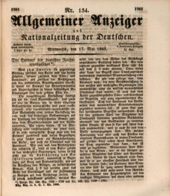 Allgemeiner Anzeiger und Nationalzeitung der Deutschen (Allgemeiner Anzeiger der Deutschen) Mittwoch 17. Mai 1848