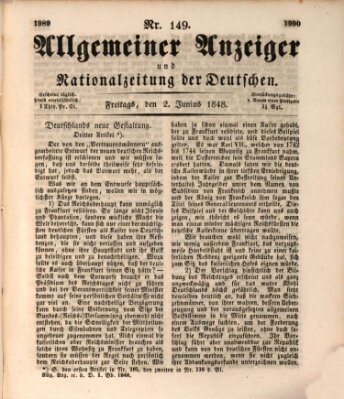 Allgemeiner Anzeiger und Nationalzeitung der Deutschen (Allgemeiner Anzeiger der Deutschen) Donnerstag 1. Juni 1848