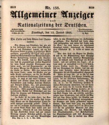 Allgemeiner Anzeiger und Nationalzeitung der Deutschen (Allgemeiner Anzeiger der Deutschen) Dienstag 13. Juni 1848