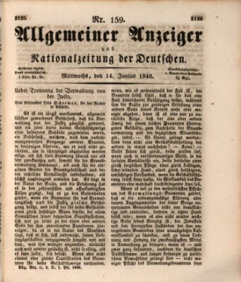 Allgemeiner Anzeiger und Nationalzeitung der Deutschen (Allgemeiner Anzeiger der Deutschen) Mittwoch 14. Juni 1848