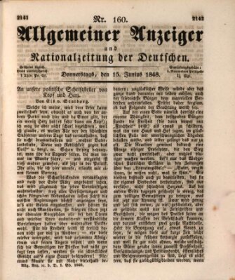 Allgemeiner Anzeiger und Nationalzeitung der Deutschen (Allgemeiner Anzeiger der Deutschen) Donnerstag 15. Juni 1848