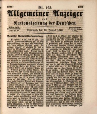 Allgemeiner Anzeiger und Nationalzeitung der Deutschen (Allgemeiner Anzeiger der Deutschen) Sonntag 18. Juni 1848