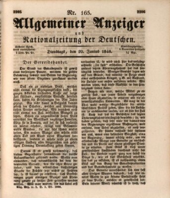 Allgemeiner Anzeiger und Nationalzeitung der Deutschen (Allgemeiner Anzeiger der Deutschen) Dienstag 20. Juni 1848