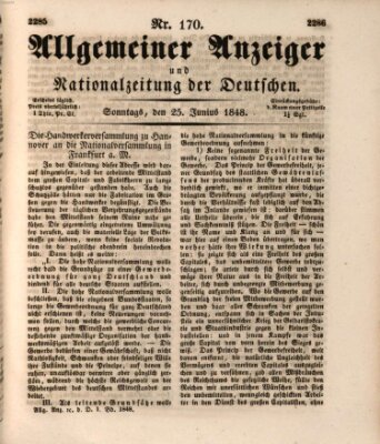 Allgemeiner Anzeiger und Nationalzeitung der Deutschen (Allgemeiner Anzeiger der Deutschen) Sonntag 25. Juni 1848