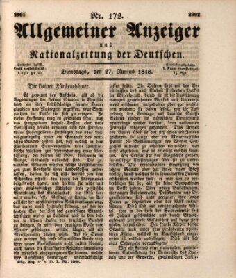 Allgemeiner Anzeiger und Nationalzeitung der Deutschen (Allgemeiner Anzeiger der Deutschen) Dienstag 27. Juni 1848