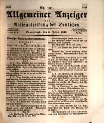 Allgemeiner Anzeiger und Nationalzeitung der Deutschen (Allgemeiner Anzeiger der Deutschen) Donnerstag 6. Juli 1848