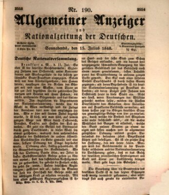 Allgemeiner Anzeiger und Nationalzeitung der Deutschen (Allgemeiner Anzeiger der Deutschen) Samstag 15. Juli 1848