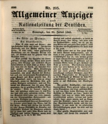 Allgemeiner Anzeiger und Nationalzeitung der Deutschen (Allgemeiner Anzeiger der Deutschen) Sonntag 30. Juli 1848