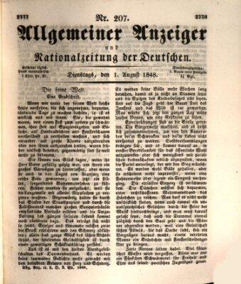 Allgemeiner Anzeiger und Nationalzeitung der Deutschen (Allgemeiner Anzeiger der Deutschen) Dienstag 1. August 1848