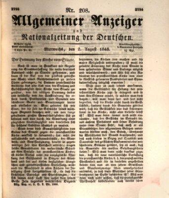 Allgemeiner Anzeiger und Nationalzeitung der Deutschen (Allgemeiner Anzeiger der Deutschen) Mittwoch 2. August 1848